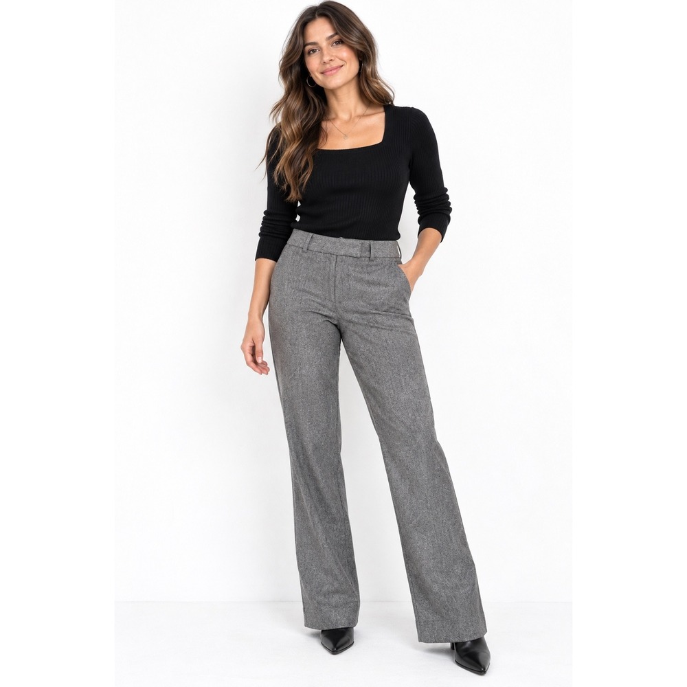 Banana Republic the Martin Fit Grey Tweed Straight Leg Trousers Lined Size 4P